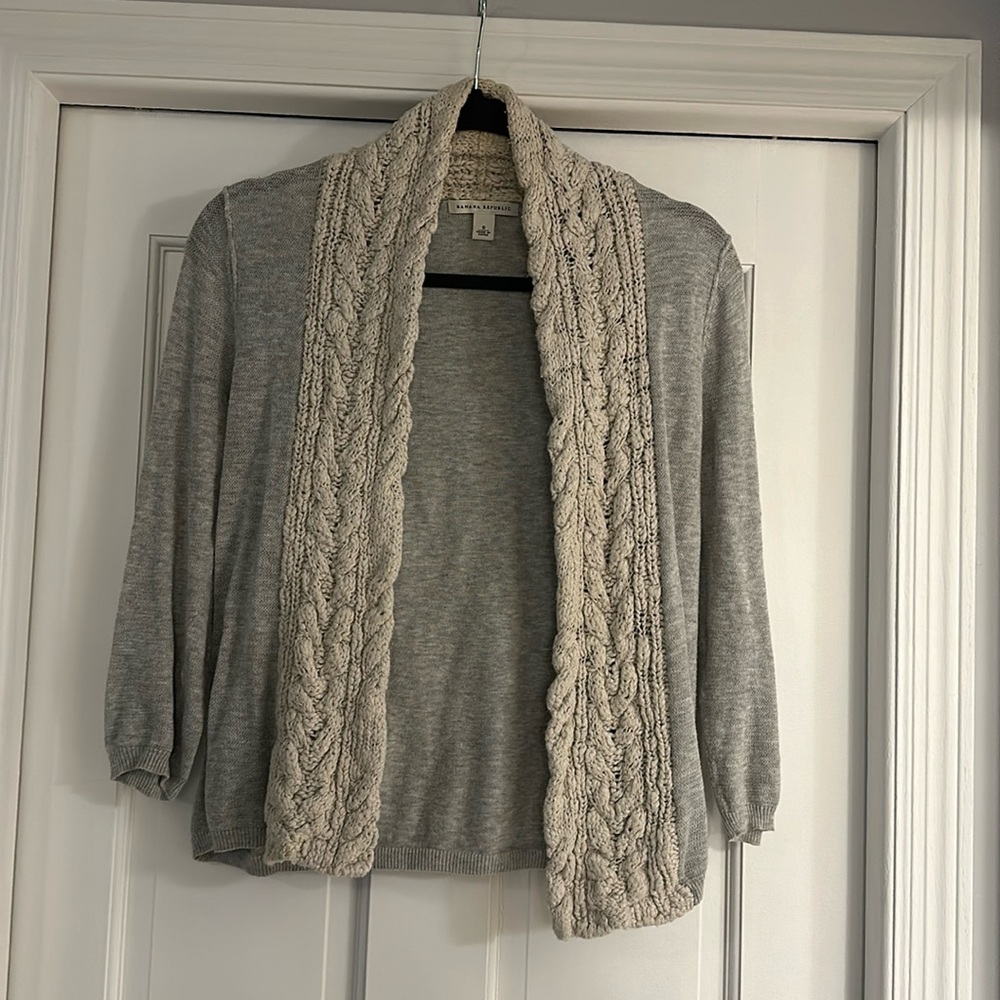 Size S Banana Republic 3/4 sleeve Cardigan with Cable Knit Sweater Detailing